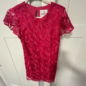 Hot Pink Lace Floral Dress